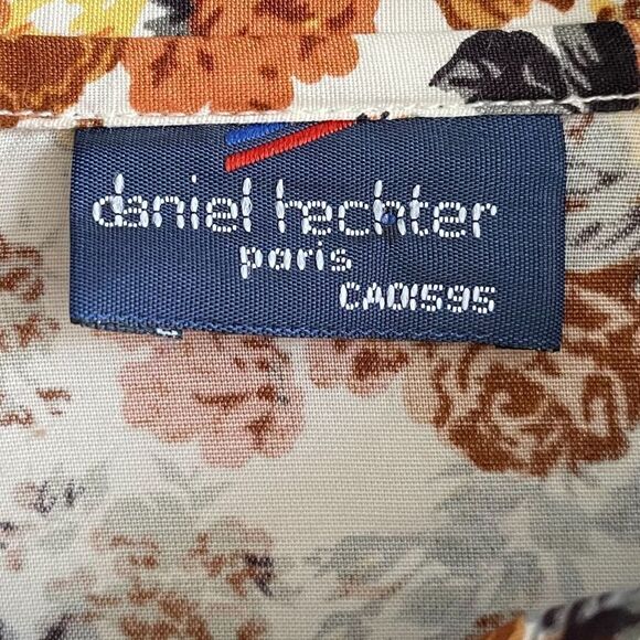 DANIEL HECHTER Vintage Button Front Blouse Floral Print Brown M - Picture 5 of 7